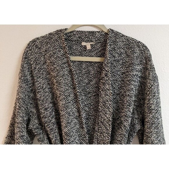 Eileen Fisher Handwoven Peruvian Organic Cotton Black/White Belted Jacket M - Picture 5 of 12